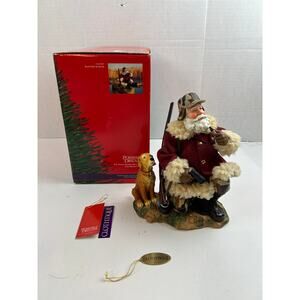 Vintage 2003 Possible Dreams Clothtique Winter Watch Santa Figurine with Dog
